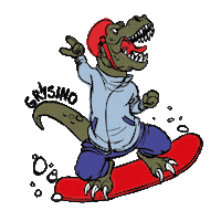 Skate Dino Sticker by Grisino