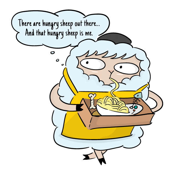Ohsheepcards giphyupload food hungry silly Sticker