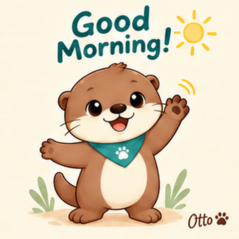 Good Morning Hello GIF by Otto the Otter by GleeSpace