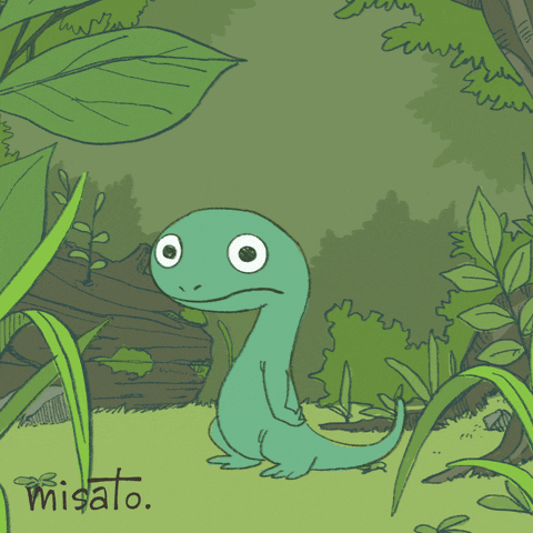 Dinosaur Leaf GIF by misato.