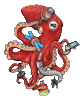 Giant Pacific Octopus Robot Sticker by OctoNation® The Largest Octopus Fan Club!