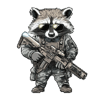 Special Forces Racoon Sticker by hashtagvector