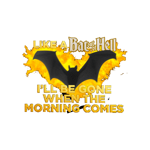 BatOutOfHellMusical bat rock n roll meatloaf bat out of hell Sticker