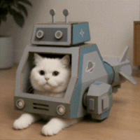 White Cat Robot GIF
