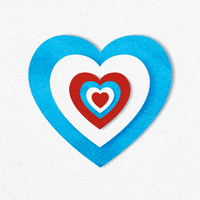 Ad gif. Four red white and blue Bomb Pops shoot out diagonally from the center of a red-white-and-blue-striped heart.