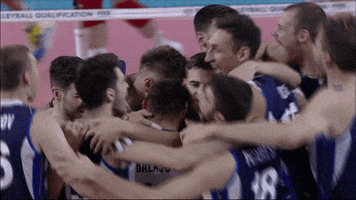 Happy Group Hug GIF by Volleyball World
