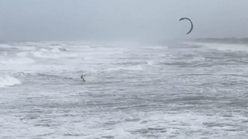Kitesurfer Rides Hurricane Maria Waves Off North Carolina's Outer Banks