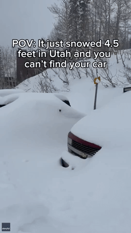 Cars Disappear Under Several Feet of Snow in Utah