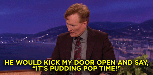 conan obrien pudding pop time GIF by Team Coco