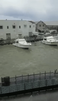 Hurricane Maria Waves Rock Boats, Flood Roads in Barbados