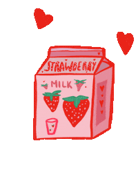 Strawberry Milk Hearts Sticker
