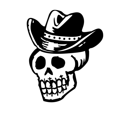Skull Cowboy Sticker by Taylor Reeve