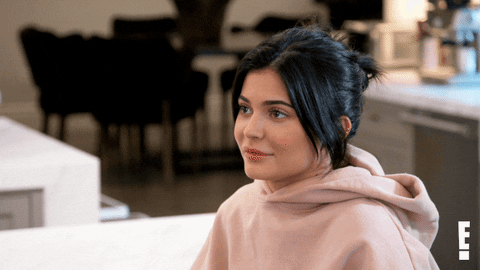 Reality TV gif. Kylie Jenner of Keeping Up with the Kardashians leans her head back and rolls her eyes dramatically.