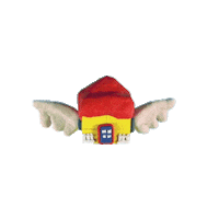 ppamelasustaita home yellow house flying Sticker