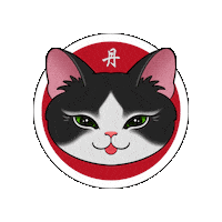 Red Circle Cat Sticker