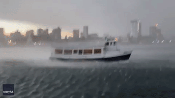 Ferry Battles Strong Winds During Boston Thunderstorm