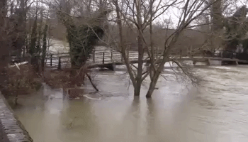 Storms Push River Thames Over Its Banks