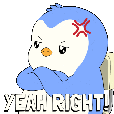 Angry Yeah Right Sticker by Pudgy Penguins