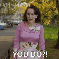 Rachel Brosnahan Reaction GIF by The Marvelous Mrs. Maisel