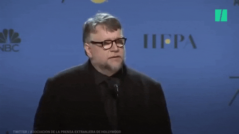 karlipeckerman giphygifmaker golden globes guillermo del toro la forma del agua GIF