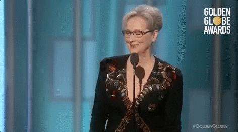 Meryl Streep Shrug GIF by Golden Globes