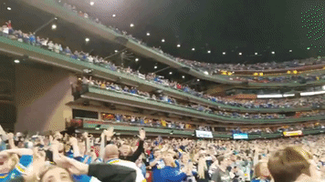 St. Louis Blues Fans Celebrate at Busch Stadium