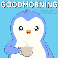 Good Morning Drinking GIF by Pudgy Penguins