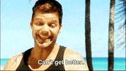Celebrity gif. Ricky Martin on a sunny beach, smiles and says "Can't get better," which appears as text.