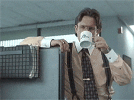 office space drinking GIF