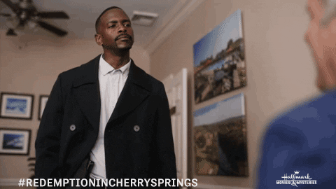 Keith Robinson Shrug GIF by Hallmark Mystery