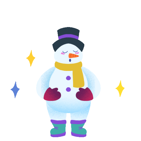 Illustrated gif. Frosty the Snowman, eyes closed in meditation mittens on his belly, breathes in and out, slowly and rhythmically. Text, "Breathe."