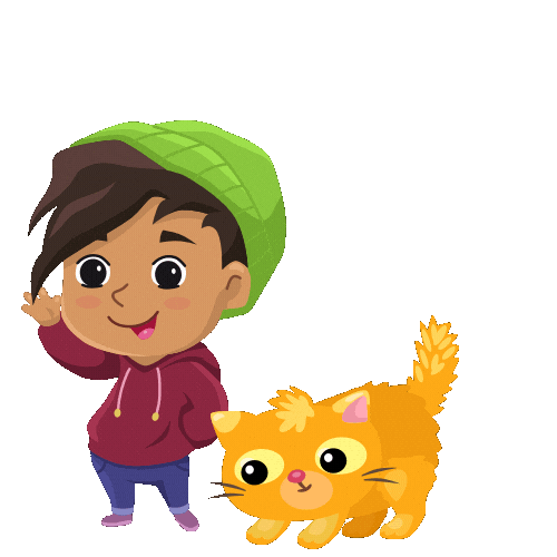 Cat Hello Sticker by Dinolingo - online language learning platform for kids