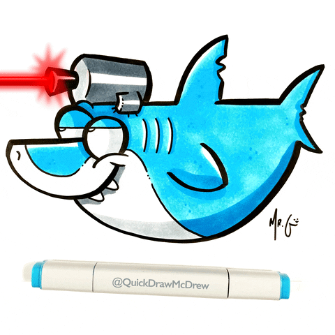 QuickDrawMcDrew sharks shark week quickdrawmcdrew sharks with laser beams GIF