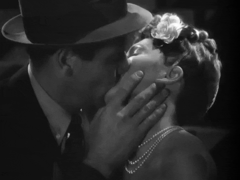 old-hollywood-films giphygifmaker kiss romance old hollywood GIF