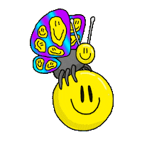 ajentlida smile fly butterfly acid Sticker