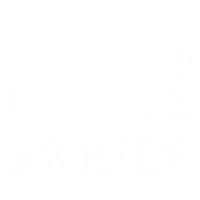 Coffee Stay Awhile Sticker by Brown Dog Farm Studio