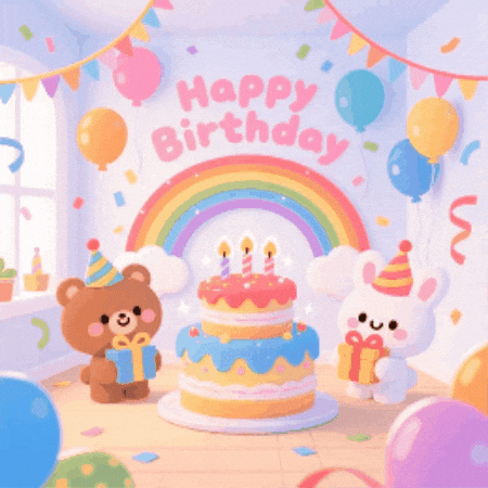 llwuStudio01 giphygifmaker happy rainbow birthday GIF