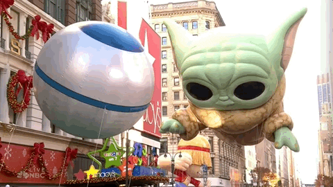Macys Parade Baby Yoda GIF by The 97th Macy’s Thanksgiving Day Parade
