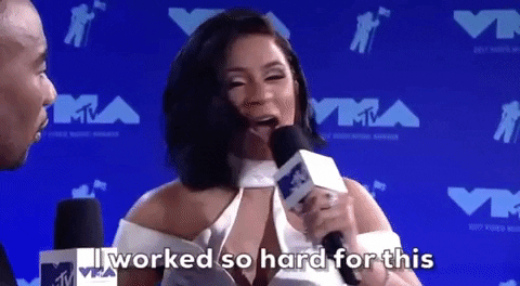 Cardi B Hard Work GIF by 2020 MTV Video Music Awards