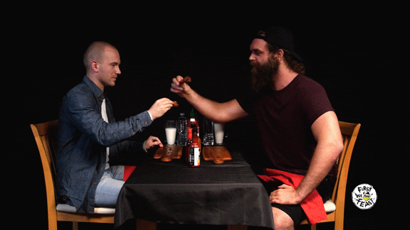 harley morenstein hot ones GIF by First We Feast: Hot Ones