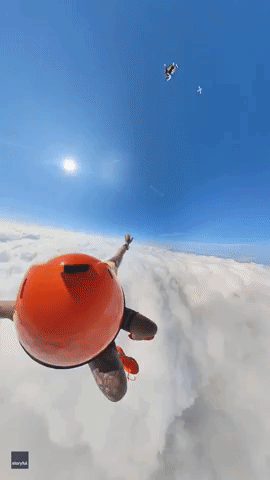 Skydiver Records Himself Free-Falling Through Clouds