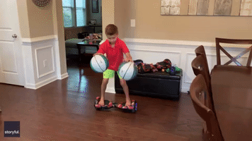 Innovative 7-Year-Old Finds Way to Hone Both His Hoverboarding and Dribbling Skills