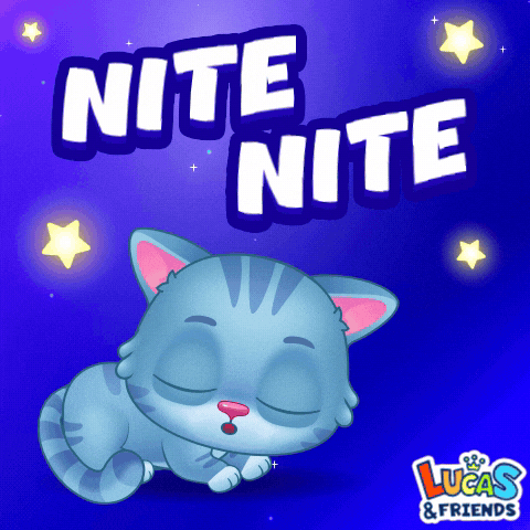 Good Night Cat GIF by Lucas and Friends by RV AppStudios