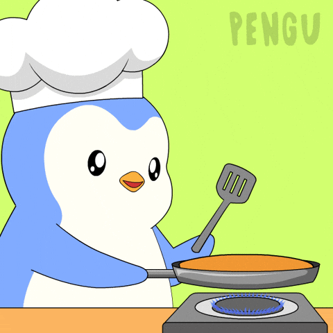 Penguin Cooking GIF by Pudgy Penguins by pudgypenguins