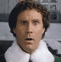 Movie gif. Will Ferrell As Buddy the Elf in Elf looks devastated and gives an exaggerated yell, clearly mouthing the word 