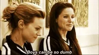 TV gif. Hilarie Burton as Peyton and Sophia Bush as Brooke from One Tree Hill. They sit on the floor and are having a heart to heart as Brooke says, 