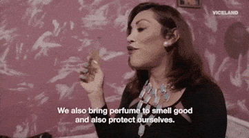 we also bring perfume to smell good and protect ourselves GIF by STATES OF UNDRESS