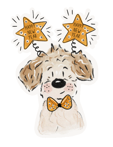 New Year Dog Sticker by Winkeltjevanbeer