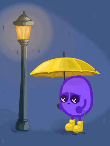 Boristhebean sad rain purple umbrella GIF