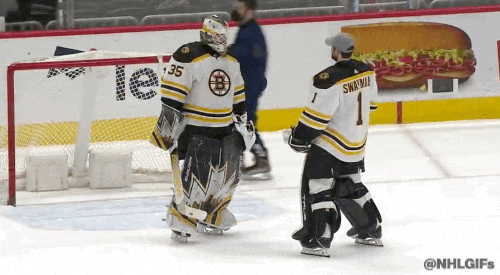 Bruins Goalie Bear Hug